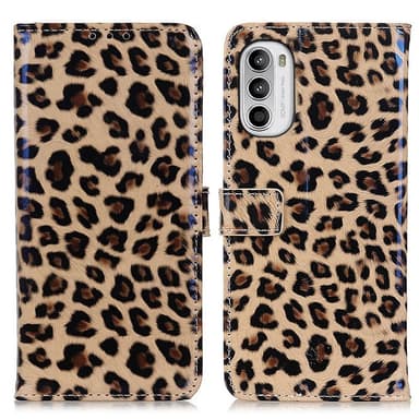 SKALO Motorola Moto G52 Leopardmønstret pungetui i PU-læder