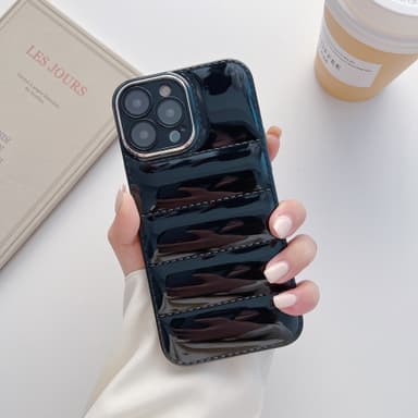 The Puffer Case til telefon Luksus dunjakke Soft Touch 3D beskyttelsescover Sort iPhone 13 Pro