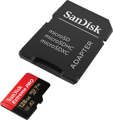 SanDisk Extreme PRO® 128 GB microSDXC™ UHS-I-kort med adapter