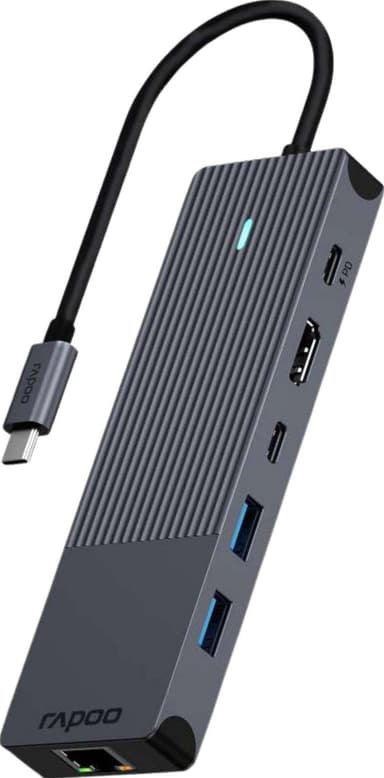 RAPOO UCM-2002 6-i-1 USB-C Multiport Adapter-hub (sort)