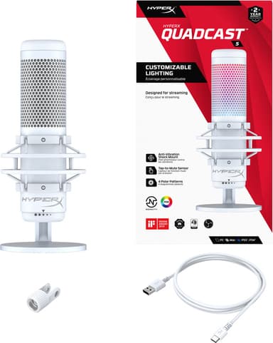 HyperX QuadCast S mikrofon (hvid)