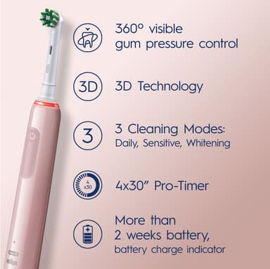 Oral-B Pro3 3400N eleltrisk tandbørste 760093 (pink sensi)