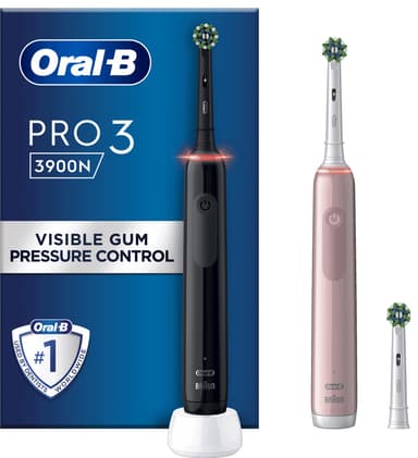 Oral-B Eltandbørste Pro 3 3900N Sort/Pink - 2 håndtag