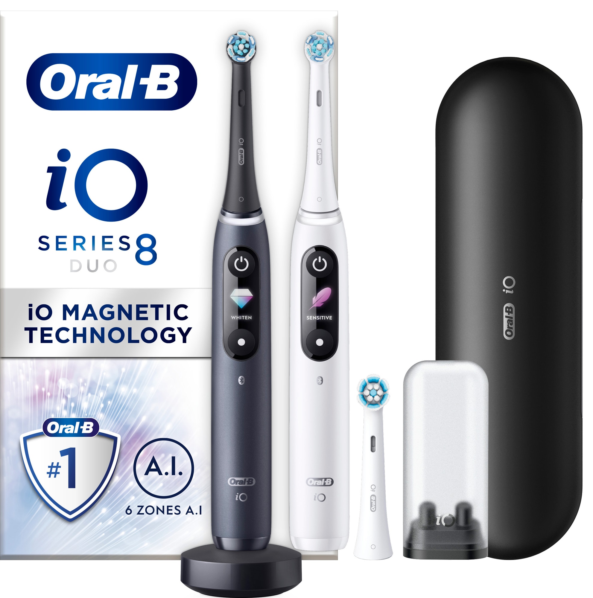 Oral-B iO 8 Duo elektrisk tandbørste 449034 (sort/hvid) thumbnail