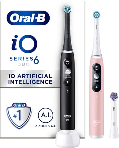 Oral-B iO 6s elektrisk tandbørste 448877 duopakke (sort/pink) thumbnail