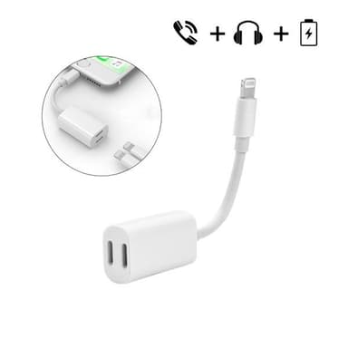 Headset- og Lydadapter til iPhone 7/ 7 Plus - Hovedtelefon og Ladekabel
