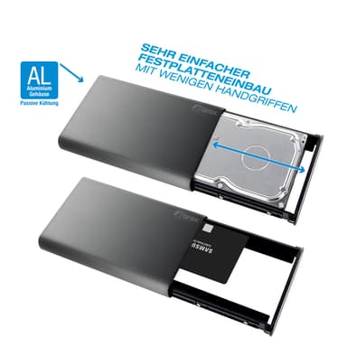 Fantec DB-ALU31 HDD kabinet Sort 3.5"