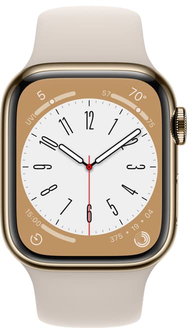 Apple Watch Series 8 41mm Cellular (gold stainless steel/starlight sportsbånd)