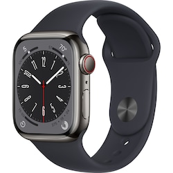 Apple Watch Series 8 41mm Cellular (graphite stainless steel/midnight sportsbånd)