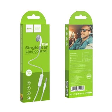 hoco Mono-Headset med Mic & 3,5 mm Hvid