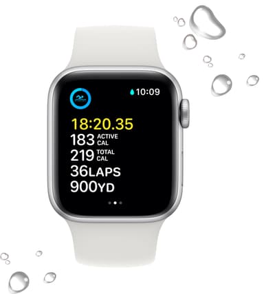 Apple Watch SE 2nd Gen 40 mm LTE (Silver Alu/White sportsbånd)