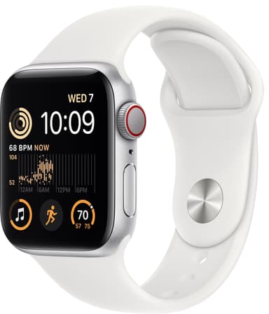 Apple Watch SE 2nd Gen 40 mm LTE (Silver Alu/White sportsbånd)