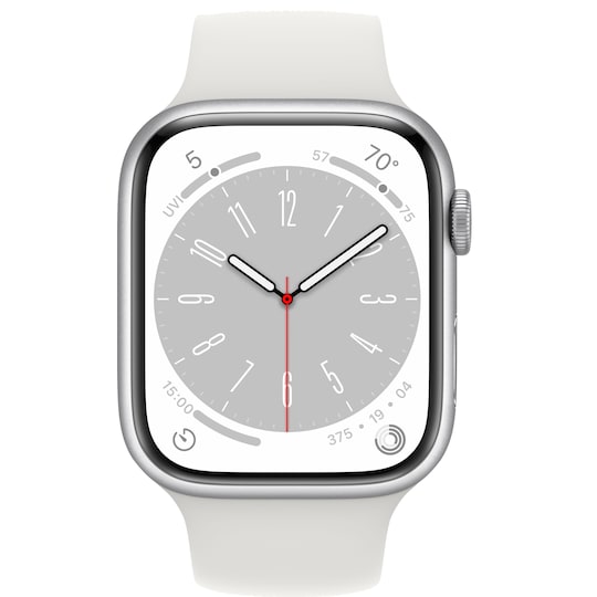 Apple Watch Series 8 45mm GPS (silver alu./white sportsbånd)