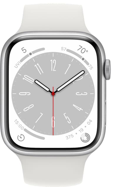 Apple Watch Series 8 45mm GPS (silver alu./white sportsbånd)
