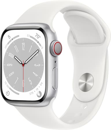 Apple Watch Series 8 41mm Cellular (silver alu./white sportsbånd)