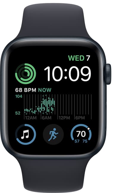 Apple Watch SE 2nd Gen 44 mm GPS (Midnight Alu/Midnight sportsbånd)