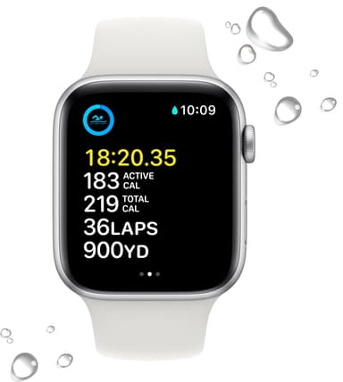 Apple Watch SE 2nd Gen 44 mm LTE (Silver Alu/White sportsbånd)