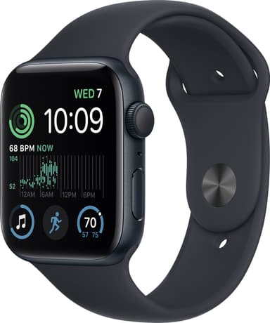 Apple Watch SE 2nd Gen 44 mm GPS (Midnight Alu/Midnight sportsbånd)