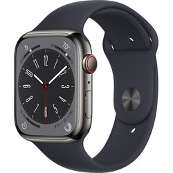 Apple Watch Series 8 45mm Cellular (graphite stainless steel/midnight sportsbånd)