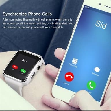 Smartwatch med Kamera Touch Screen Bluetooth iPhone - Hvid