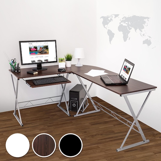 Kombineret og computerbord til hjørne - brun | Elgiganten