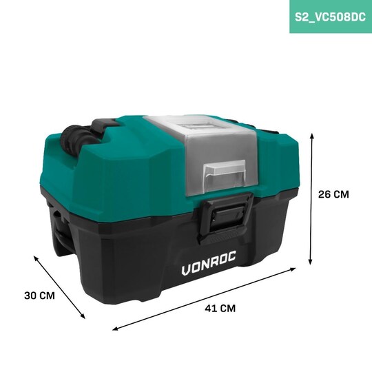 VONROC Bærbar universalstøvsuger - 20V - Inkl. tilbehør - Inkl. 2x 2,0Ah batterier og hurtigoplader