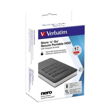 Verbatim Store'n'Go ekstern harddisk 1000 GB Sort, Sølv