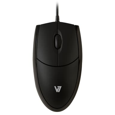 V7 MV3000010-BLK-5E, Ambidextrous, Optisk, USB Type-A, 1000 DPI, Svart