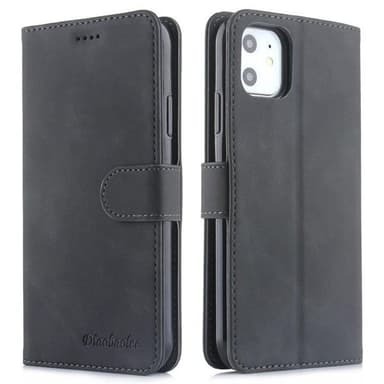Kunstlæderfoderal med stativ iPhone 11 - Sort