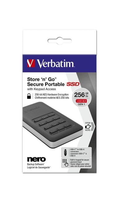 Verbatim Store'n'Go 256 GB Sort, Sølv