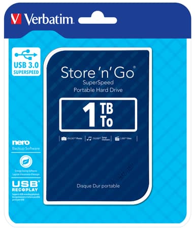 Verbatim Store 'n' Go ekstern harddisk 1000 GB Blå