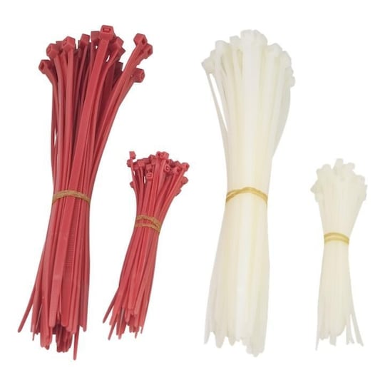 DELTACO strips, 100mm & 200mm, 200-pak, rød/hvid
