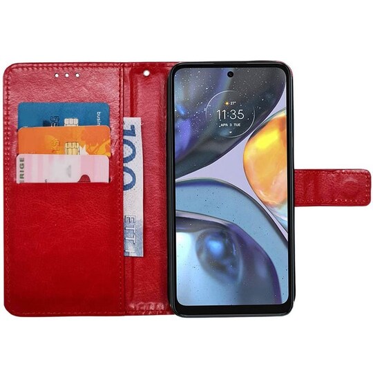 Wallet cover 3-kort Motorola Moto G22 - Rød