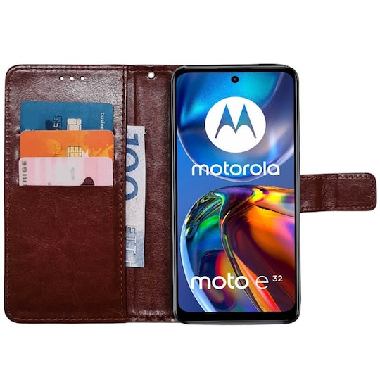 Wallet cover 3-kort Motorola Moto E32 - Brun