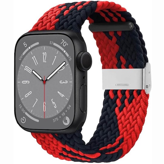 Flettet Elastik Armbånd Apple Watch 8 (45mm) - Rød/Sort