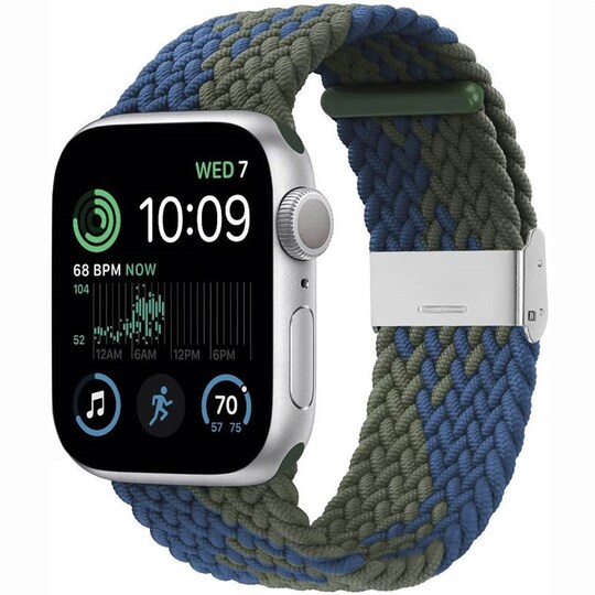 Flettet Elastik Armbånd Apple Watch SE 2022 44mm - blågrøn