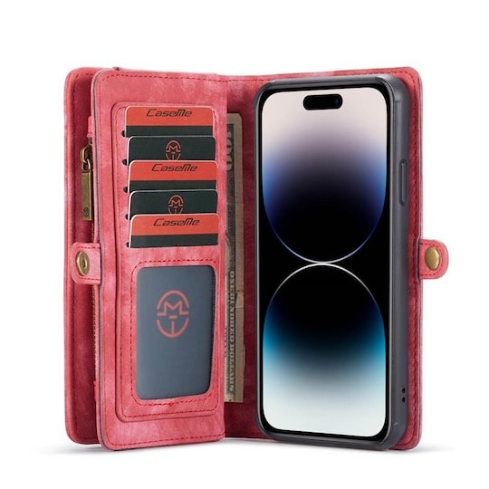 Multi Wallet CaseMe 11-kort Apple iPhone 14 Pro - Rød