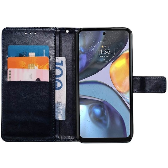 Wallet cover 3-kort Motorola Moto G22 - Mørkeblå