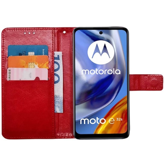 Wallet cover 3-kort Motorola Moto E32s - Rød
