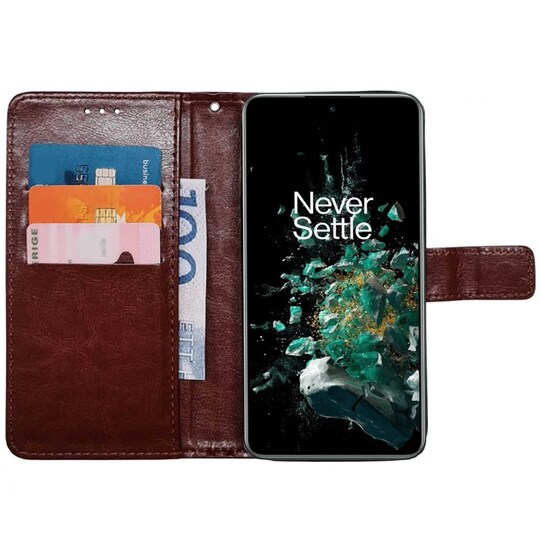 Wallet cover 3-kort OnePlus 10T 5G - Brun