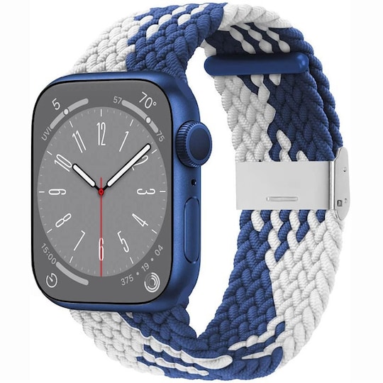 Flettet Elastik Armbånd Apple Watch 8 (41mm) - Blåhvid