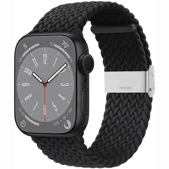 Flettet Elastik Armbånd Apple Watch 8 (45mm) - Sort