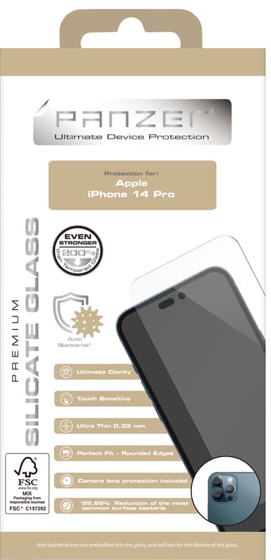 Panzer Full-Fit Silicate iPhone 14 Pro skærmbeskytter