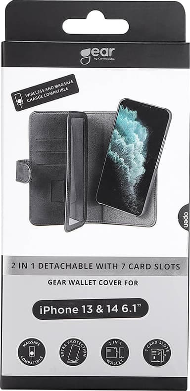 Gear 2-i-1 MagSeries iPhone 14 pungetui (sort)
