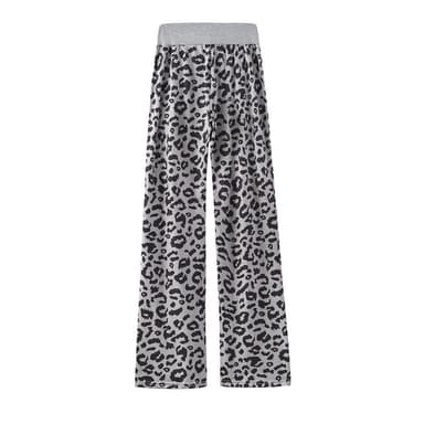 Bløde bukser Leopardmønster grå / sort (XXXL)
