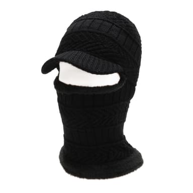 Strikket Vinter Balaclava Hat Sort