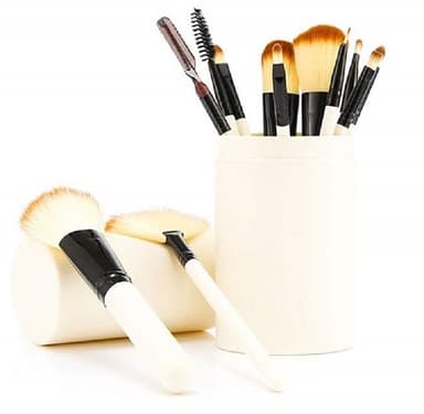 Make-up børster Sæt med opbevaringsboks 13 dele hvid