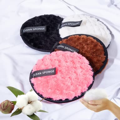 Genanvendelige makeupfjernerpuder Vaskbar makeupfjernelse Puff Face Cleansing Tools Lyserød