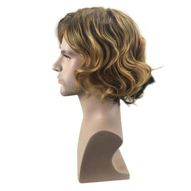 Krøllet paryk til mænd Mørkeblond 32 cm