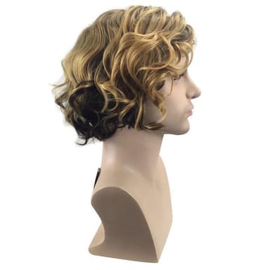 Krøllet paryk til mænd Mørkeblond 32 cm